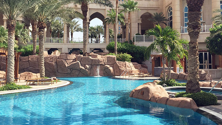 There are five outdoor pools to choose from, including grotto-style pools and a children’s pool with water slides. // © 2015 Valerie Chen