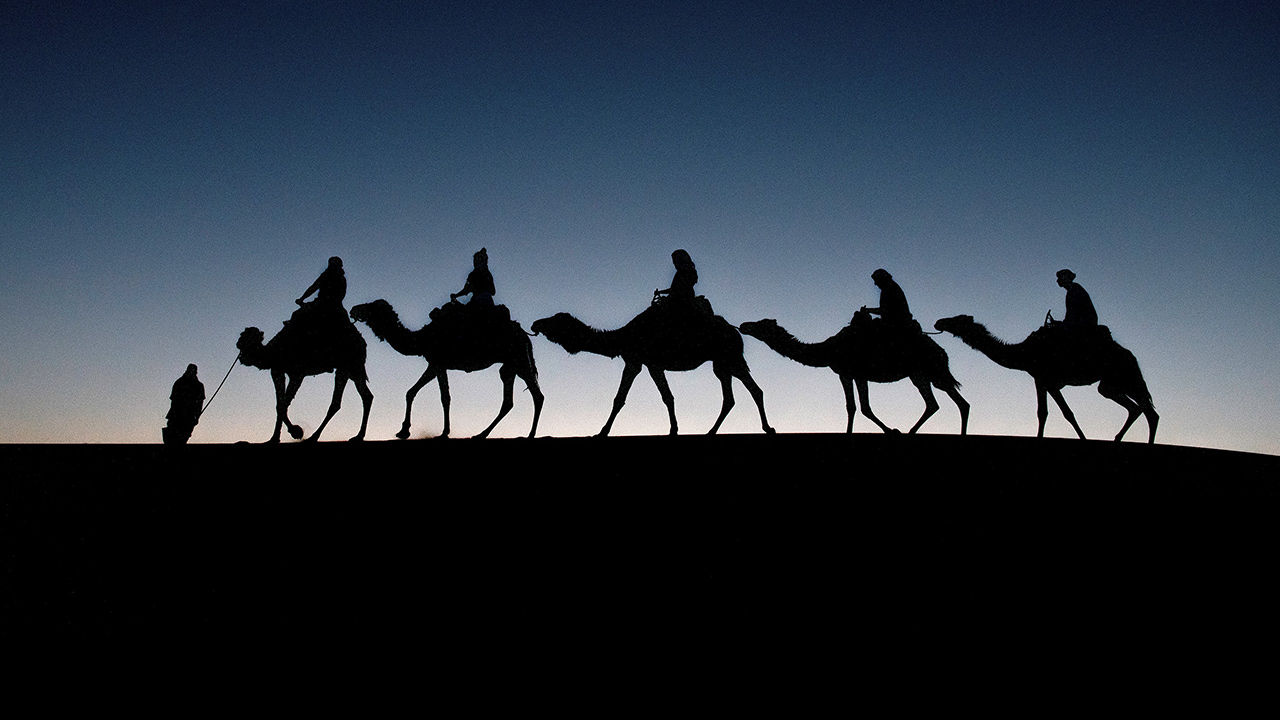 Travelers started the day with a pre-dawn camel ride in Morocco.