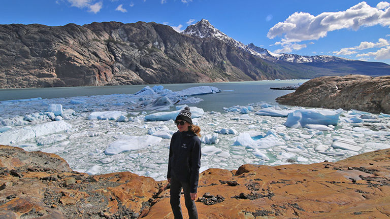 Travelers, such as the author (pictured here), are able to trek to the glacier’s terminus and learn about what happens when after the ice melts. // © 2018 Joshua Fhima