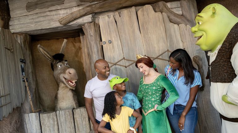 Universal Studios Florida is home to Shrek, Princess Fiona and Donkey.