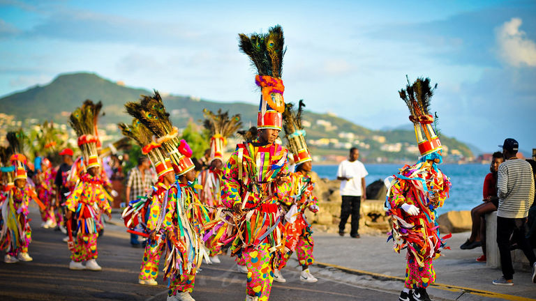 Visitors can enjoy lots of music, dance, food and parties during traditional carnival celebrations in St. Kitts.