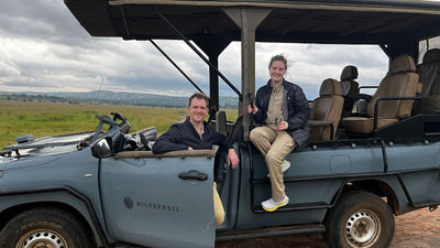 The honeymooners, Emma and Nick, on safari with Wilderness.
